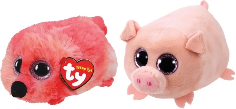 Knuffel - Teeny Ty's - Gilda Flamingo & Curly Pig by Ty in Multicolour – product photo