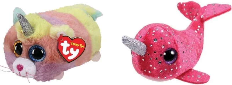 Knuffel - Teeny Ty's - Heather Cat & Nelly Narwhal by Ty in Multicolour – product photo