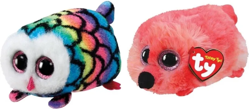 Knuffel - Teeny Ty's - Hootie Owl & Gilda Flamingo von Ty in Mehrfarbig – Produktfoto