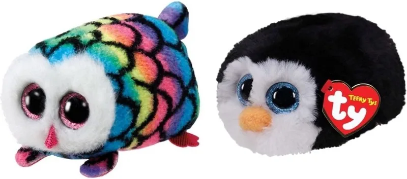 Knuffel - Teeny Ty's - Hootie Owl & Waddles Penguin by Ty in Multicolour – product photo