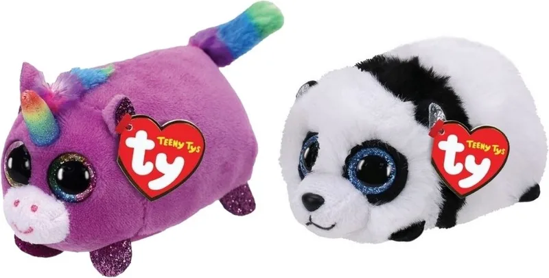 Knuffel - Teeny Ty's - Rosette Unicorn & Bamboo Panda by Ty in Multicolour – product photo