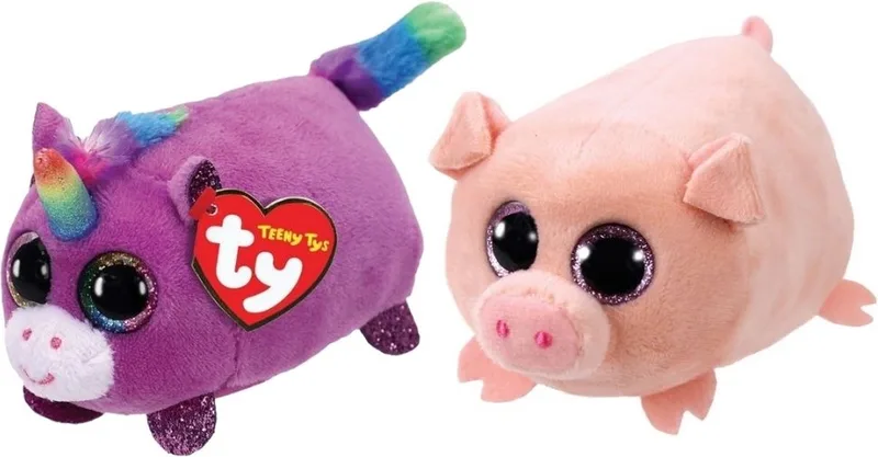 Knuffel - Teeny Ty's - Rosette Unicorn & Curly Pig by Ty in Multicolour – product photo