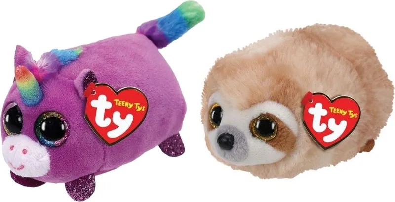 Knuffel - Teeny Ty's - Rosette Unicorn & Dangler Sloth by Ty in Multicolour – product photo
