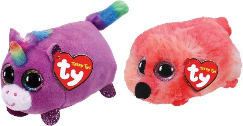 Knuffel - Teeny Ty's - Rosette Unicorn & Gilda Flamingo by Ty in Multicolour – product photo