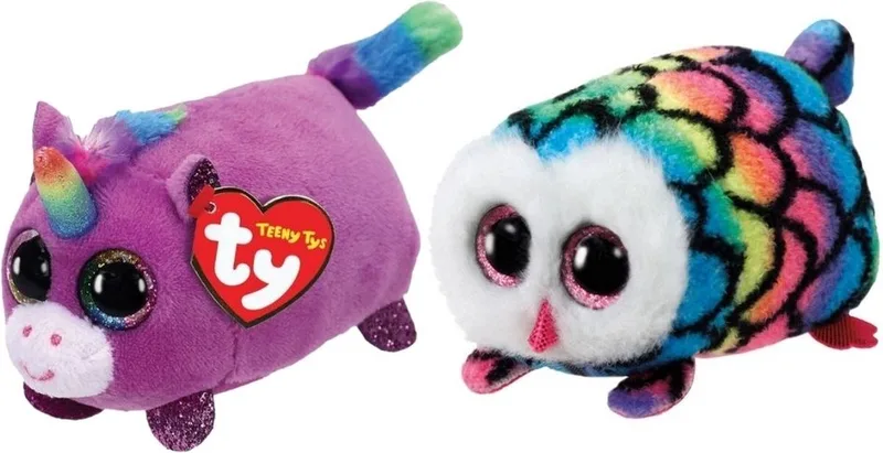 Knuffel - Teeny Ty's - Rosette Unicorn & Hootie Owl by Ty in Multicolour – product photo