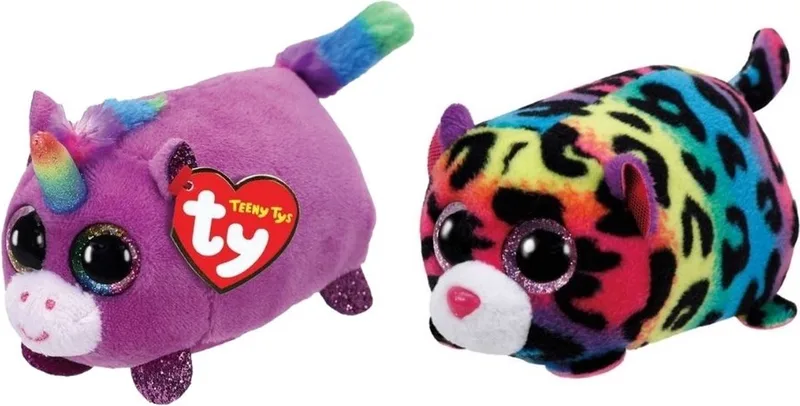Knuffel - Teeny Ty's - Rosette Unicorn & Jelly Leopard by Ty in Multicolour – product photo