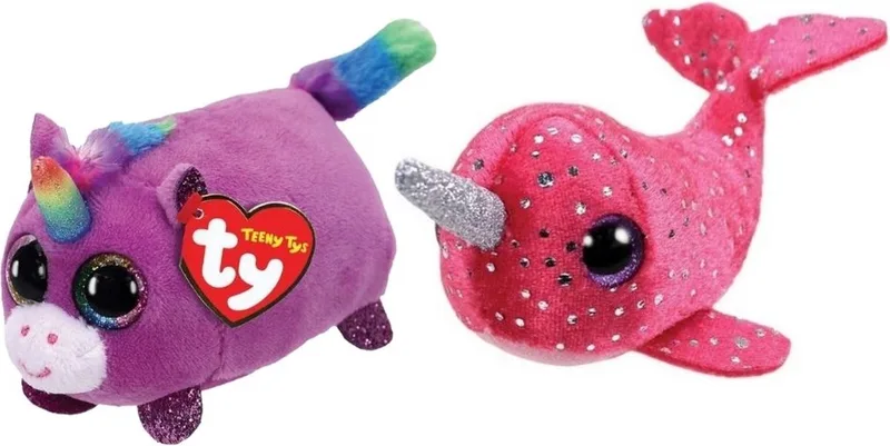 Knuffel - Teeny Ty's - Rosette Unicorn & Nelly Narwhal by Ty in Multicolour – product photo