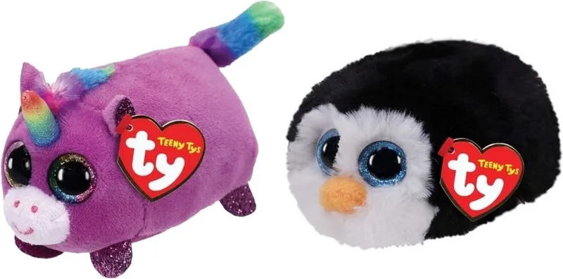 Knuffel - Teeny Ty's - Rosette Unicorn & Waddles Penguin by Ty in Multicolour – product photo