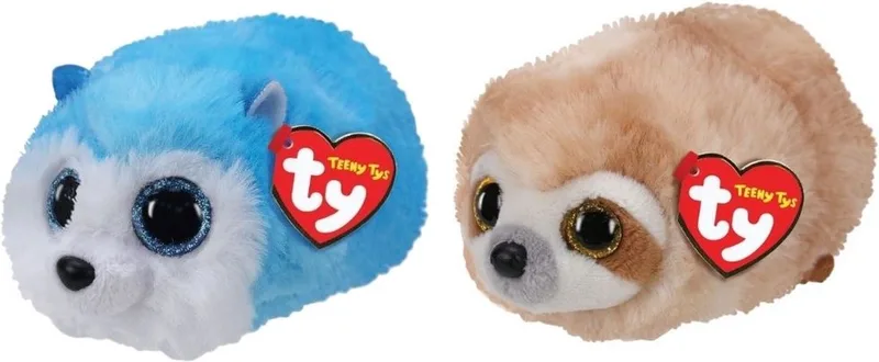 Knuffel - Teeny Ty's - Slush Husky & Dangler Sloth van Ty in Meerkleurig – productfoto