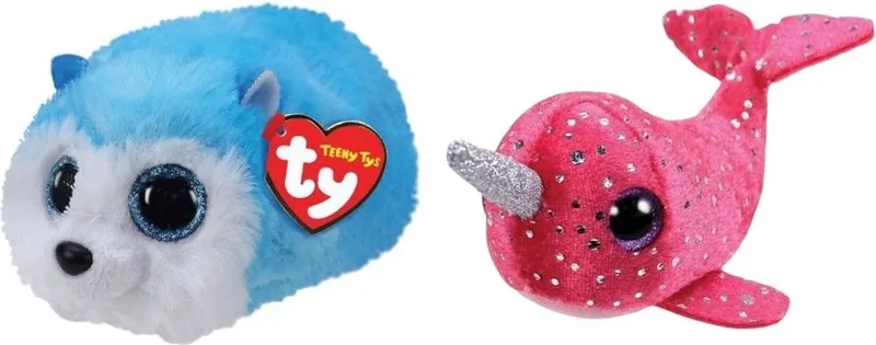 Knuffel - Teeny Ty's - Slush Husky & Nelly Narwhal by Ty in Multicolour – product photo