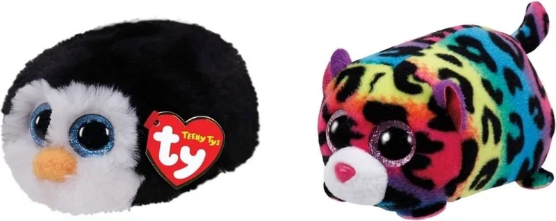 Knuffel - Teeny Ty's - Waddles Penguin & Jelly Leopard de Ty en Multicolore – photo produit