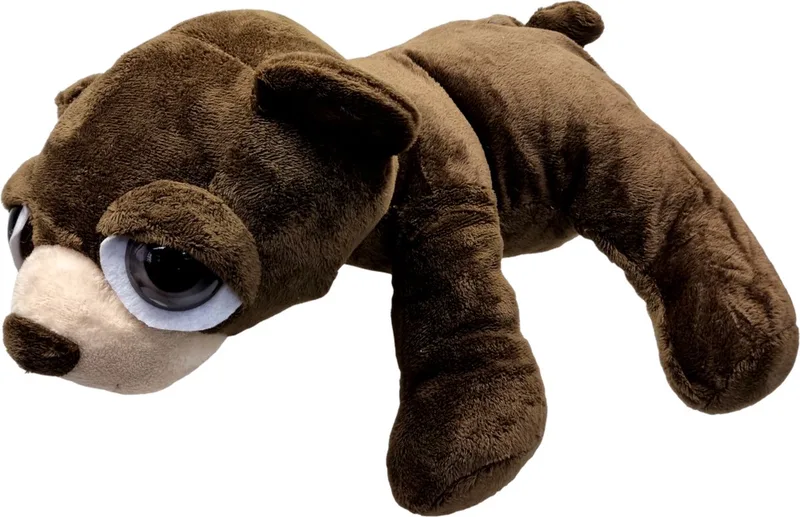 Beer Bruce – Liggend met grote ogen – 28cm von Uni-Toys in Donkerbruin – Produktfoto