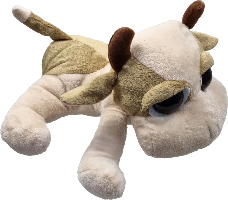 Koe Hermien– Liggend met grote ogen – 28cm – Bruin de Uni-Toys en Lichtbruin – photo produit