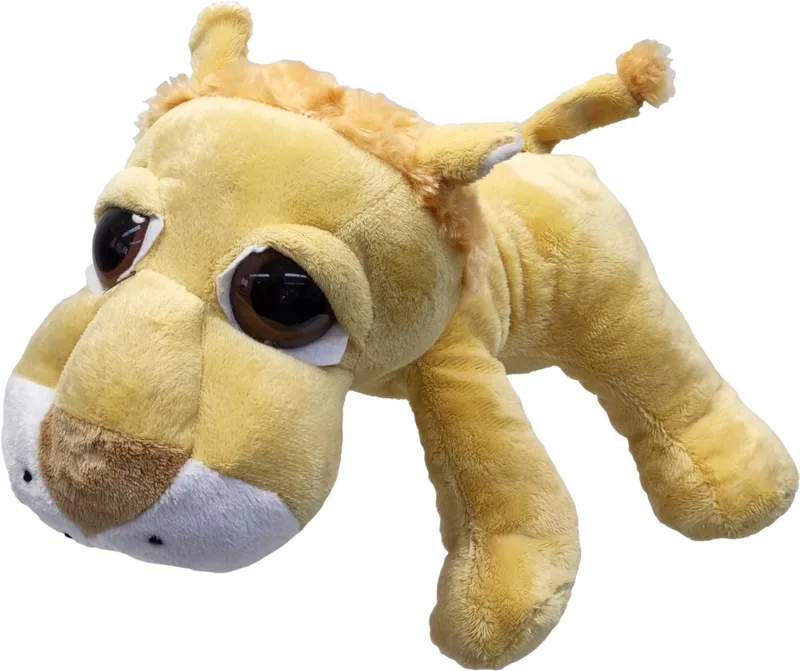 Leeuw Leo – Liggend met grote ogen – 28cm – Okergeel från Uni-Toys i Oker – produktbild