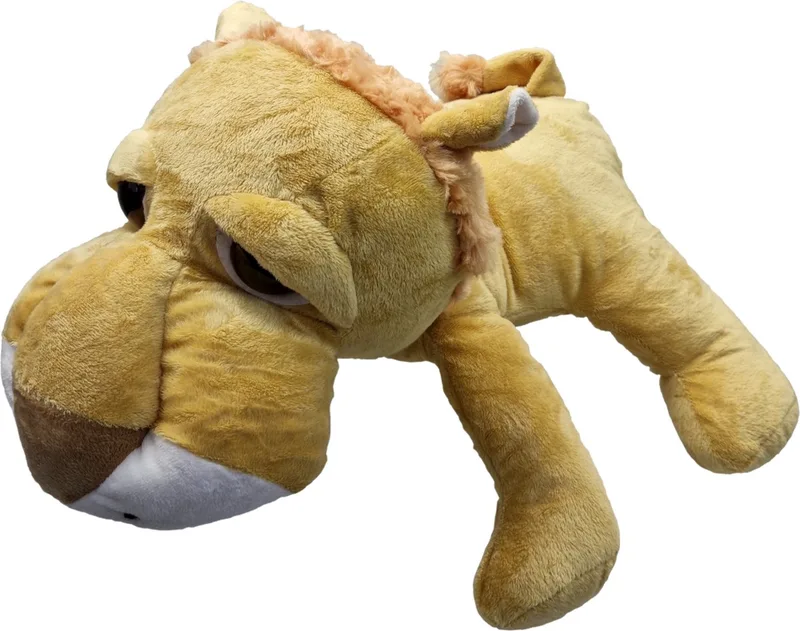 Leeuw Leo – Liggend met grote ogen – 45cm – Okergeel by Uni-Toys in Oker – product photo