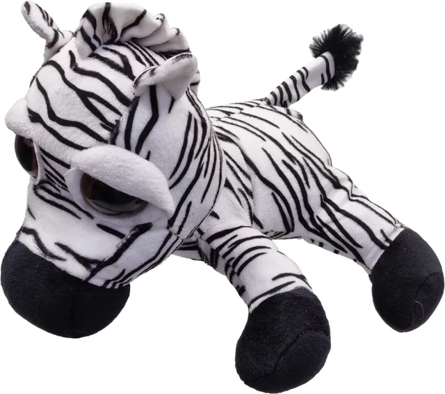 Zebra Zafira – Liggend met grote ogen – 28cm – Wit/Zwart