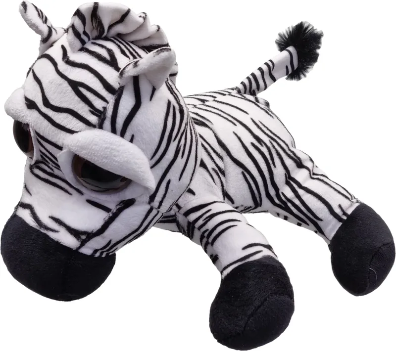 Zebra Zafira – Liggend met grote ogen – 28cm – Wit/Zwart fra Uni-Toys i Wit-Zwart gestreept – produktbillede