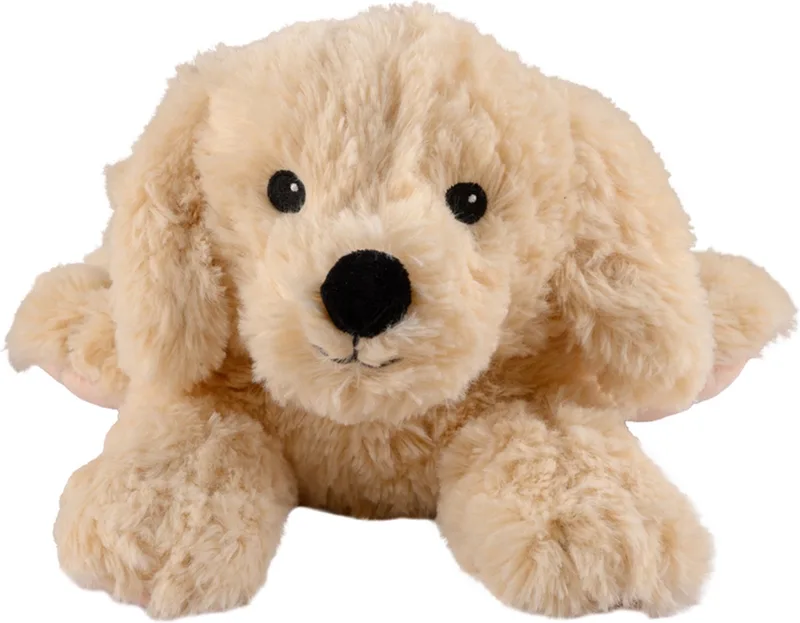 warmte/magnetron knuffel golden retriever hond - 33 cm - pittenzak - opwarm knuffel van Warmies in Lichtbruin – productfoto