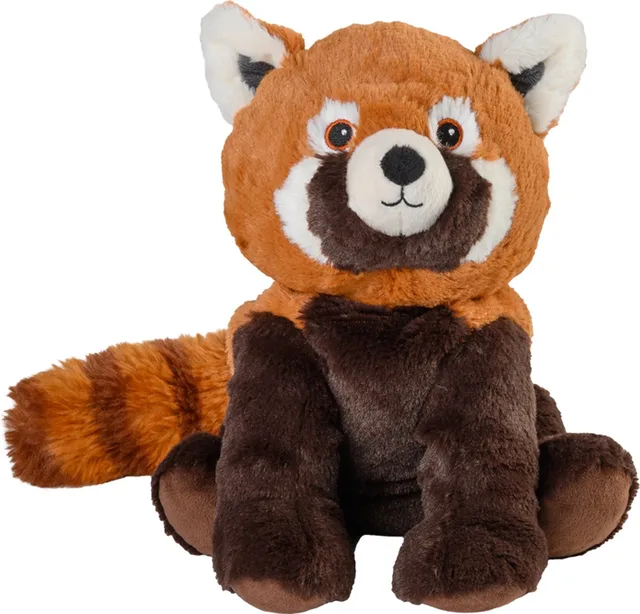 warmte/magnetron knuffel rode panda - rood/bruin - 25 cm - pittenzak - opwarm knuffel