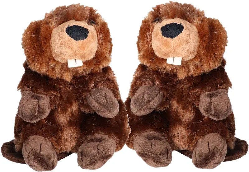 2x stuks pluche bever knuffel 20 cm - Dieren speelgoed bevers knuffels från Wild Republic i Flerfärgad – produktbild