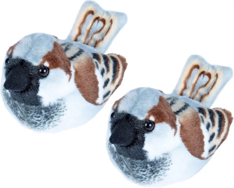 2x stuks pluche huismus vogel knuffel 14 cm - knuffeldier - knuffelbeest by Wild Republic in Multicolour – product photo