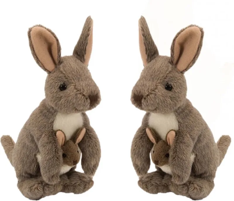 2x stuks pluche kangoeroe knuffel met baby 20 cm - Australische dieren speelgoed knuffels by Wild Republic in Multicolour – product photo