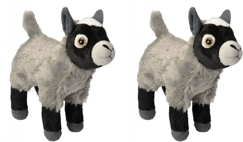 2x stuks pluche knuffel geit 20 cm - Boerderij knuffeldieren geiten by Wild Republic in Grey – product photo