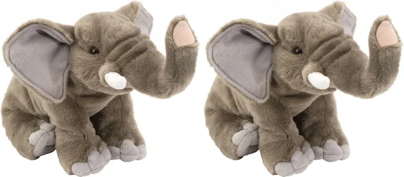 2x stuks pluche olifant knuffel 30 cm - Olifanten knuffeldieren - Speelgoed by Wild Republic in Grey – product photo