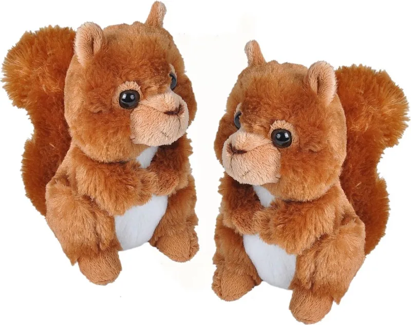 2x stuks pluche rode eekhoorn knuffel 18 cm - Eekhoorns bosdieren knuffels - Speelgoed voor kinderen by Wild Republic in Red – product photo