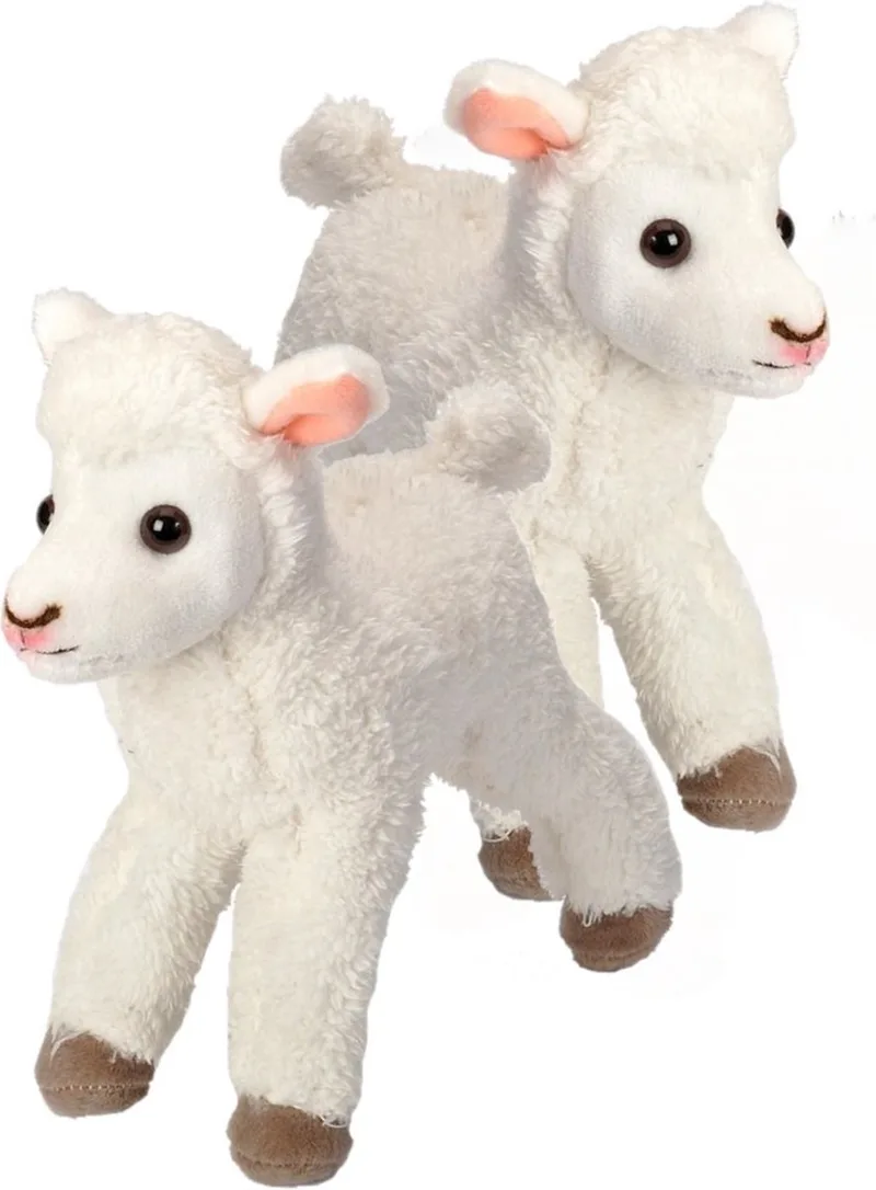 2x stuks pluche schaapje/lammetje knuffel 20 cm - Boerderij speelgoed dieren knuffels by Wild Republic in Multicolour – product photo