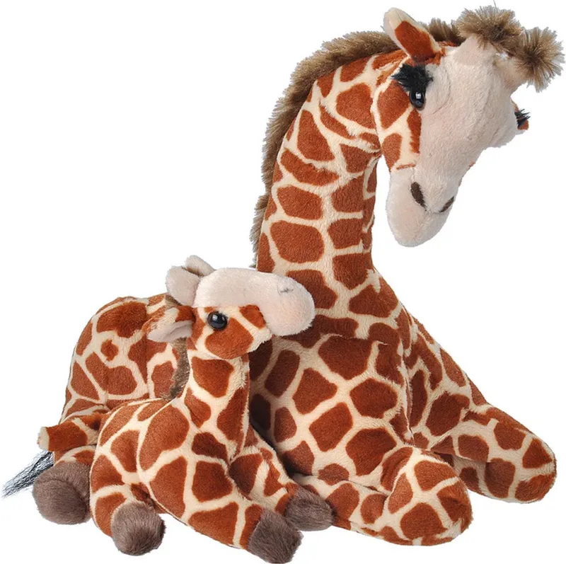 Giraffe knuffel - met baby knuffel - gevlekt - 38 cm - pluche by Wild Republic in Brown – product photo