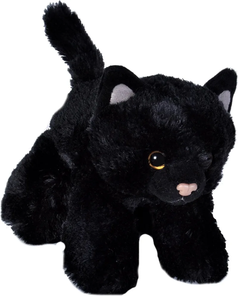 Kat/poes - pluche dieren knuffel - 18 cm - katten van Wild Republic in Zwart – productfoto