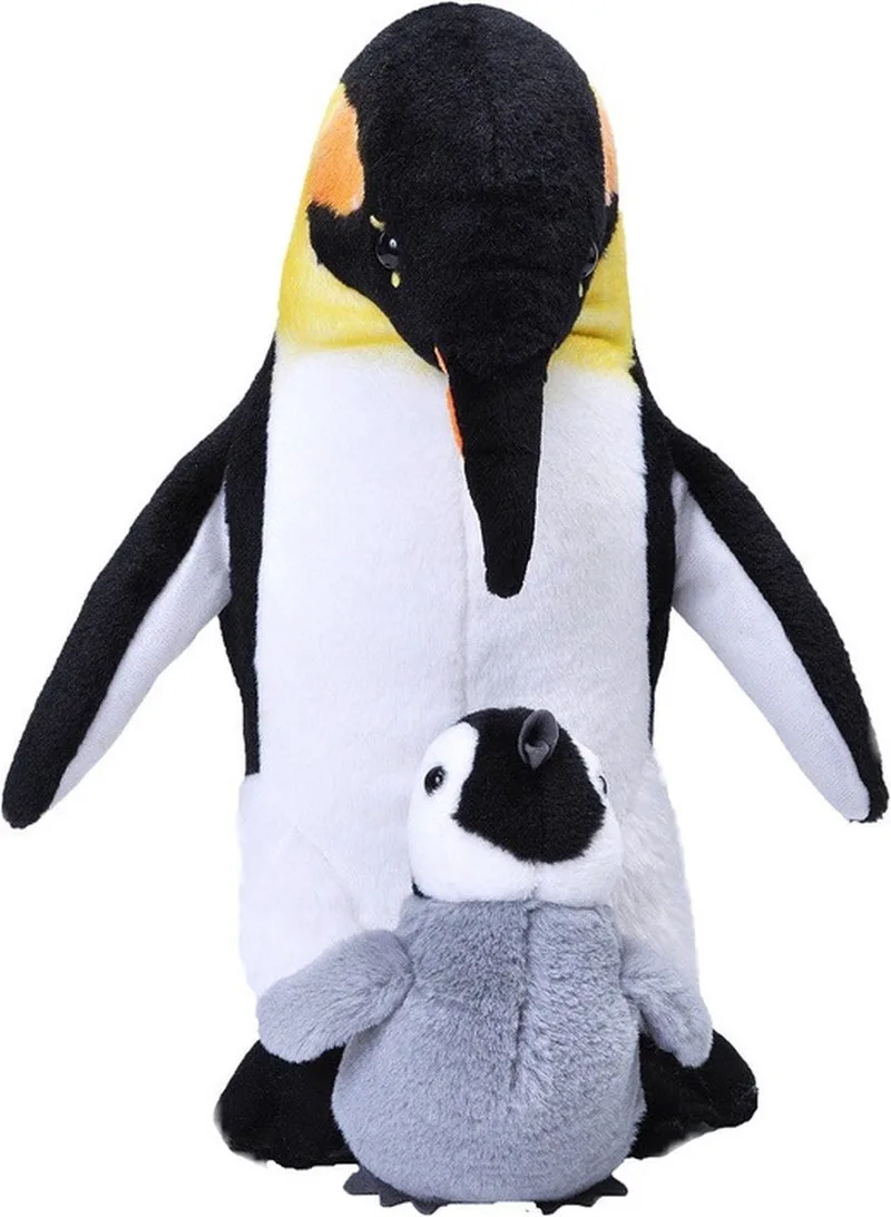 Pluche dieren knuffel - keizerspinguin met jong - 38 cm - Pinguin knuffels de Wild Republic en Multicolore – photo produit