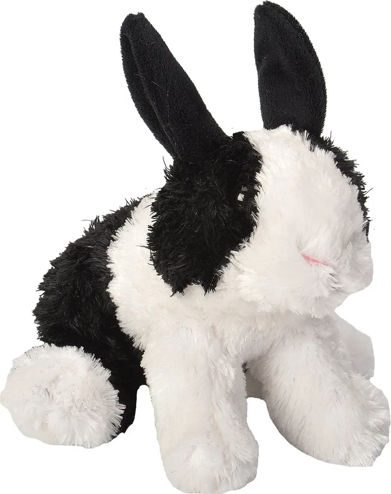 pluche Hollander konijnen knuffel - zwart/wit - 18 cm - Dieren knuffels från Wild Republic i Svart, Vit – produktbild