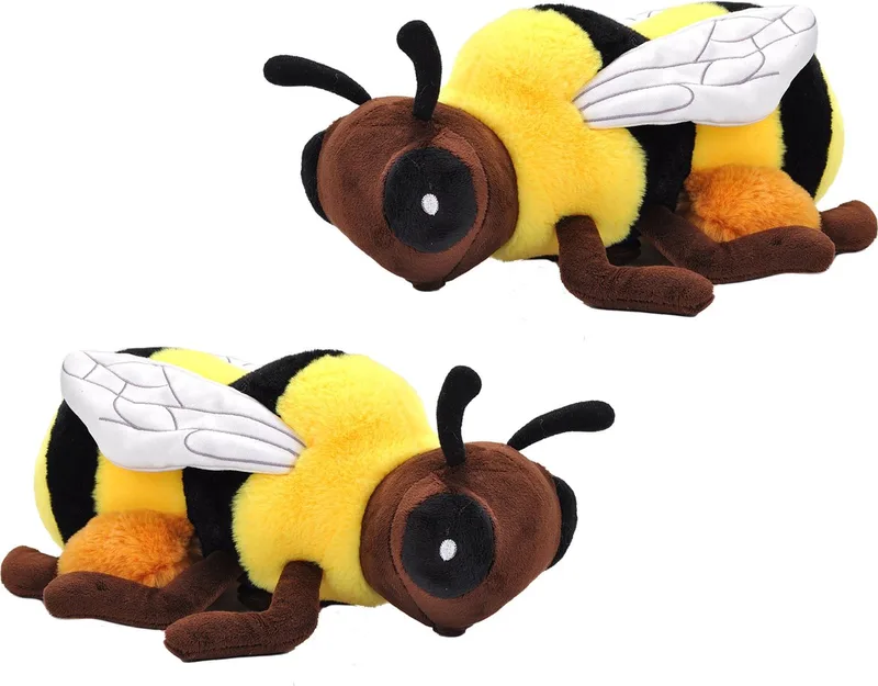 Pluche knuffel dieren Ecokins honingbij - 2x - zwart/geel - 30 cm - Insecten by Wild Republic in Multicolour – product photo