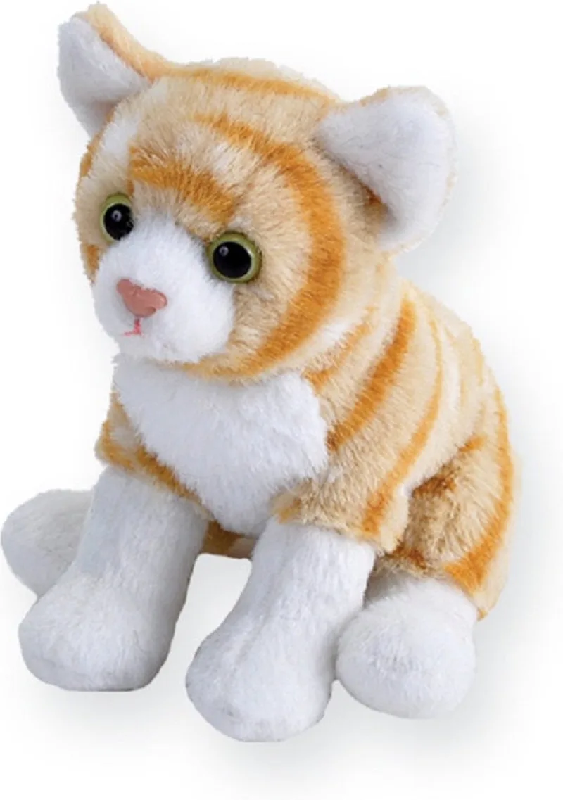 Pluche knuffel - kat/poes - oranje/wit - 13 cm - Knuffelbeesten - Katten/poezen från Wild Republic i Flerfärgad – produktbild