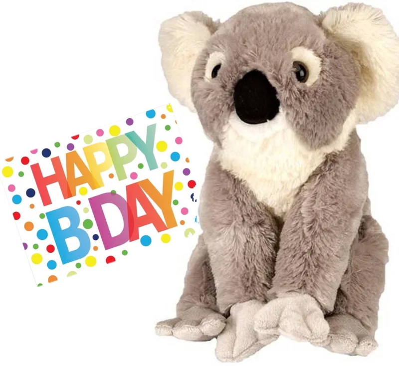 Pluche knuffel koala beer 30 cm met A5-size Happy Birthday wenskaart - Verjaardag cadeau setje från Wild Republic i Flerfärgad – produktbild