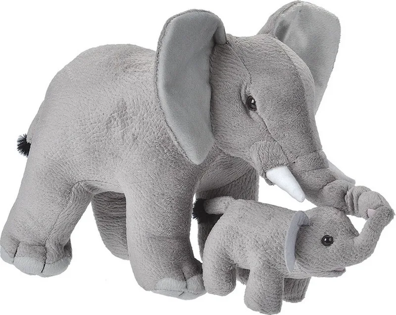 Pluche olifant met kalfje - knuffels - 38 cm - dierenknuffel von Wild Republic in Grau – Produktfoto
