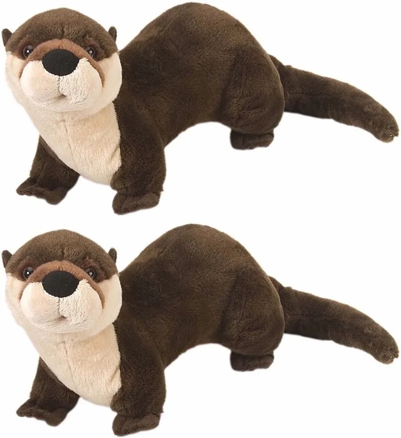 Pluche otter knuffel - 2x stuks - 30 cm - knuffeldieren uit het water by Wild Republic in Brown – product photo
