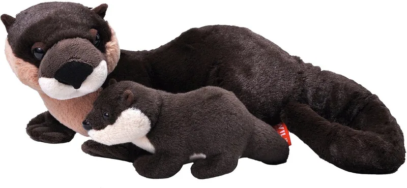 Pluche Otter - met jong - 36 cm - dieren familie - rivier otter knuffel von Wild Republic in Braun – Produktfoto