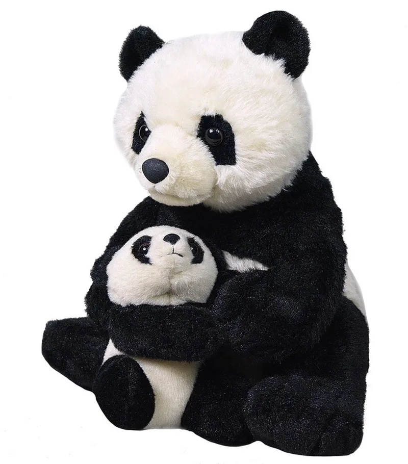 Pluche panda met jong knuffel - 38 cm - Kinder speelgoed från Wild Republic i Svart – produktbild