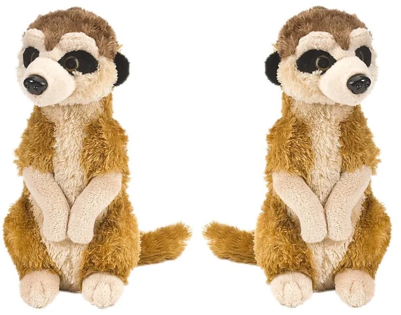 Set van 2x stuks pluche bruine stokstaartjes knuffel 20 cm - Stokstaartjes wilde dieren knuffels - Speelgoed voor kinderen by Wild Republic in Brown – product photo