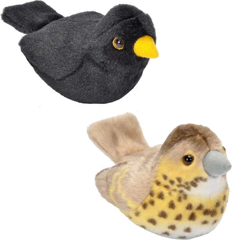Set van 2x stuks pluche vogels knuffels van 14 cm met geluid by Wild Republic in Multicolour – product photo