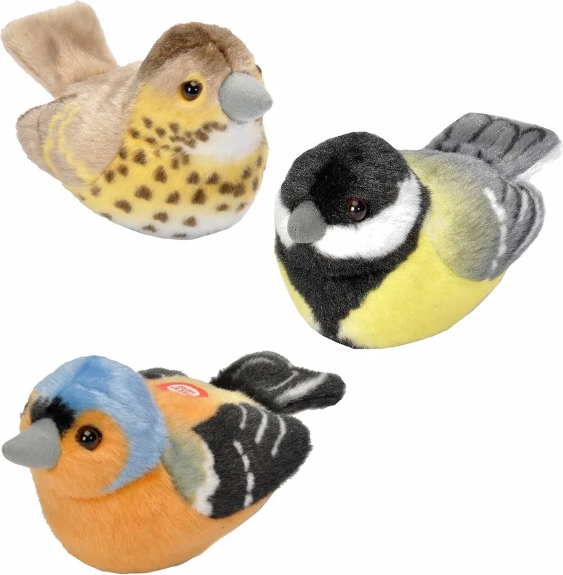Set van 3x stuks pluche vogels knuffels van 14 cm met geluid by Wild Republic in Multicolour – product photo