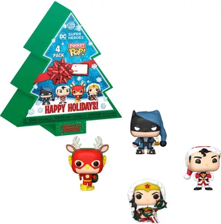 DC Super Heroes Pocket Pop Holiday Tree 4-Pack - Flash, Batman, Superman, Wonder Woman van Funko – productfoto 1 van 3