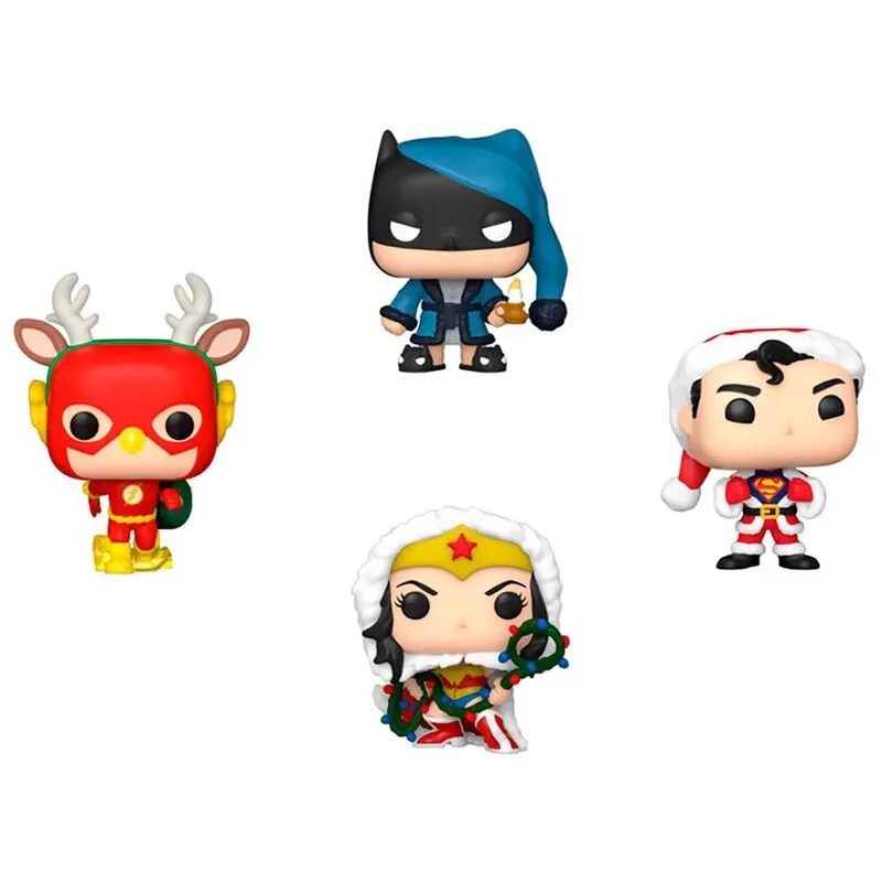 DC Super Heroes Pocket Pop Holiday Tree 4-Pack - Flash, Batman, Superman, Wonder Woman van Funko – productfoto 3 van 3