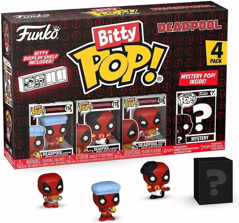 Deadpool Funko Bitty Pop! 4-Pack: Deadpool Bathtime / Deadpool Flamenco / Deadpool Supper Hero van Funko – productfoto 1 van 2
