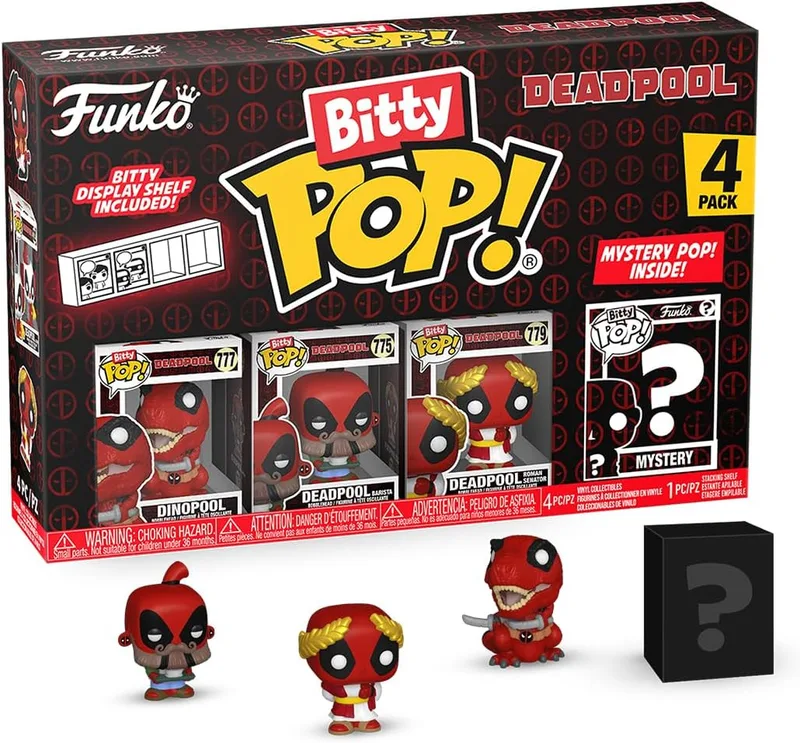 Deadpool Funko Bitty Pop! 4-Pack: Dinopool / Deadpool (Barista) / Deadpool (Roman Senator) / Chase Figure van Funko – productfoto 1 van 2