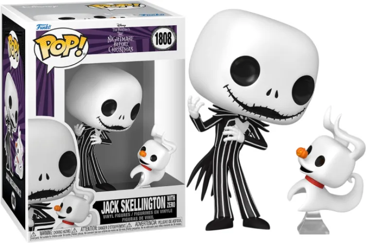 Disney Nightmare Before Christmas Funko Pop Vinyl: Jack Skellington with Zero (1808) van Funko – productfoto 1 van 2