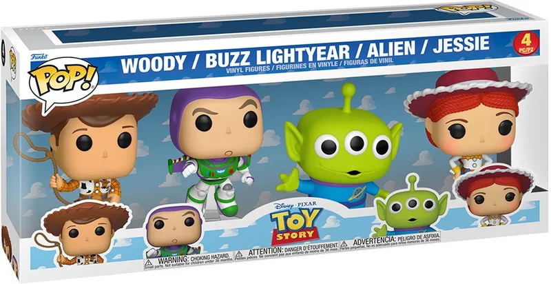 Disney Toy Story 4 Funko Pop Vinyl 4-Pack: Woody / Buzz Lightyear / Alien / Jessie van Funko – productfoto